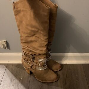 Not Rated Brown Studded Heeled Boots